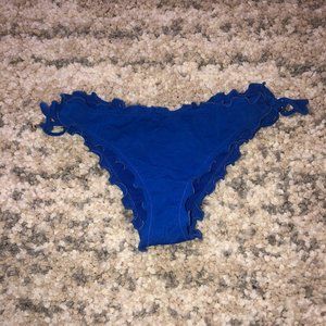 abercrombie & fitch blue ruched bikini bottom